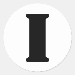 Stencil Alphabet by Janz Letter I White Classic Round Sticker