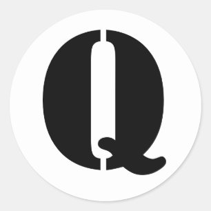 Stencil Alphabet by Janz Letter Q White Classic Round Sticker