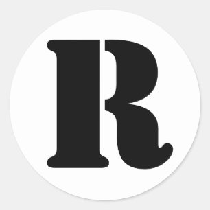 Stencil Alphabet by Janz Letter R White Classic Round Sticker