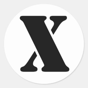 Stencil Alphabet by Janz Letter X White Classic Round Sticker