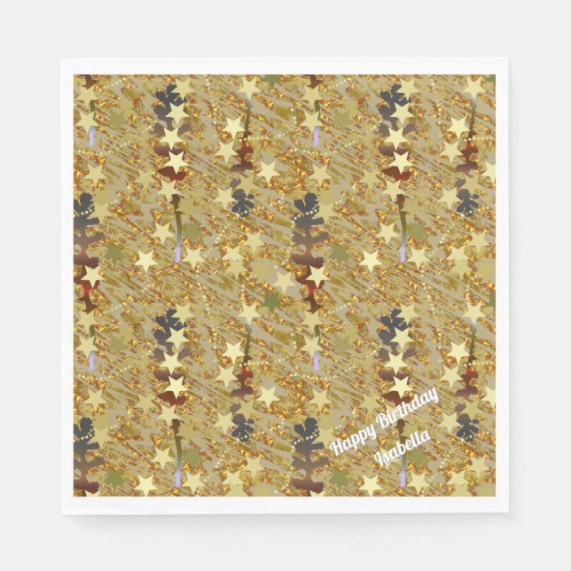 Stencil Art Abstract Sparkle Glitzy Birthday Party Napkin (Front)