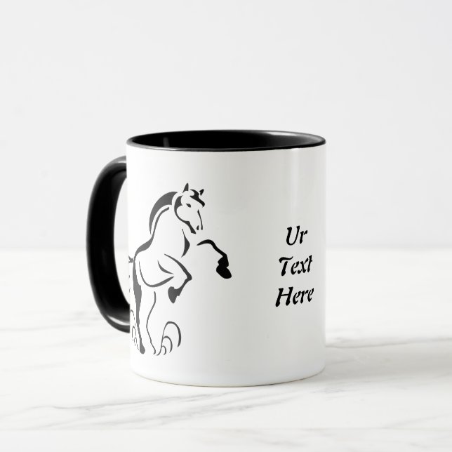 Stencil Horse Rearing Up Mug (Front Left)