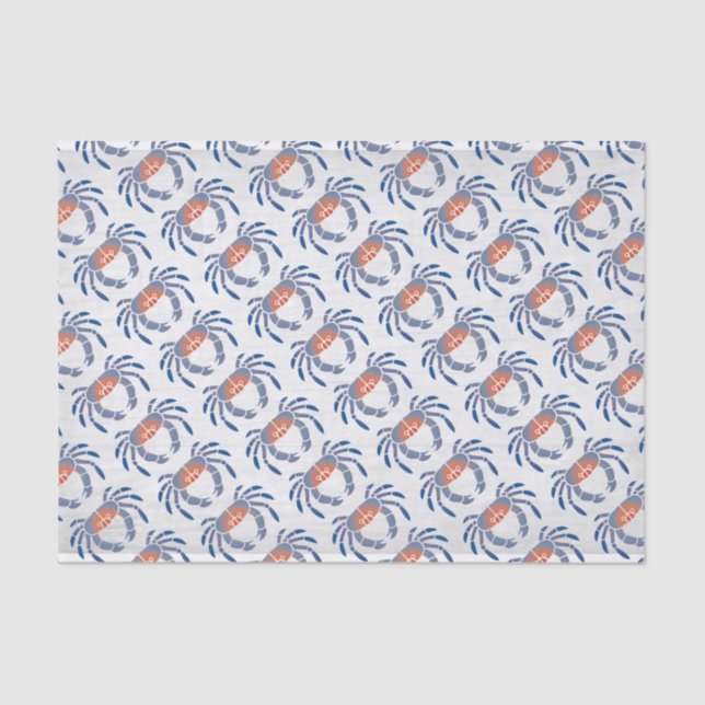 Stencil Maryland Blue Crab in Blue and Coral Tissue Paper (Front)