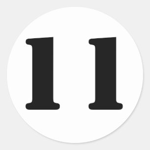 Stencil Numbers by Janz Number 11 Eleven White Classic Round Sticker