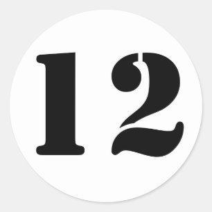 Stencil Numbers by Janz Number 12 Twelve White Classic Round Sticker
