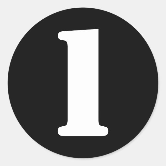 Stencil Numbers by Janz Number 1 One Black Classic Round Sticker
