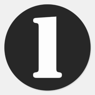 Stencil Numbers by Janz Number 1 One Black Classic Round Sticker