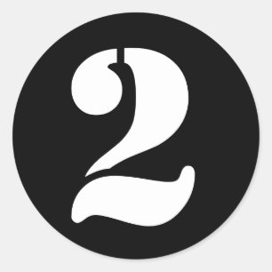 Stencil Numbers by Janz Number 2 Two Black Classic Round Sticker