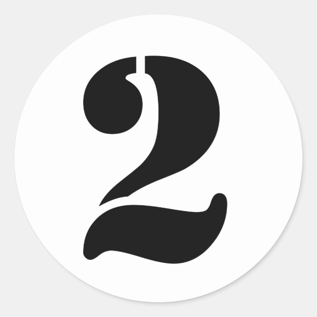 Stencil Numbers by Janz Number 2 Two White Classic Round Sticker (Front)