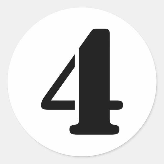 Stencil Numbers by Janz Number 4 Four White Classic Round Sticker (Front)