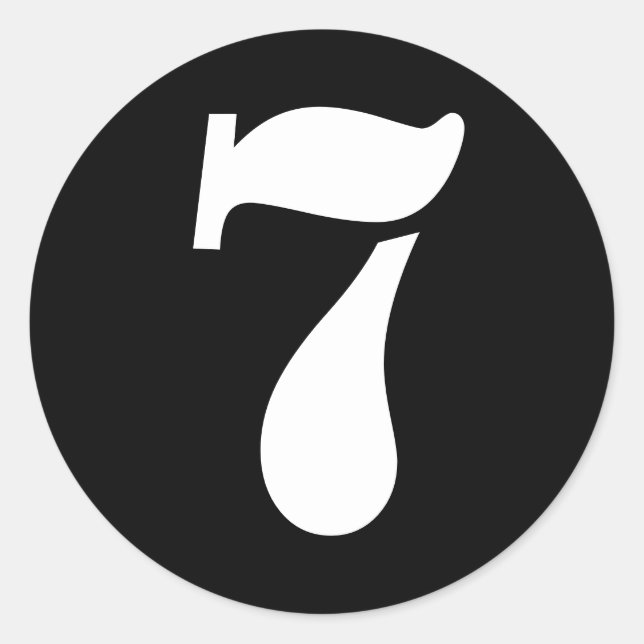 Stencil Numbers by Janz Number 7 Seven Black Classic Round Sticker (Front)