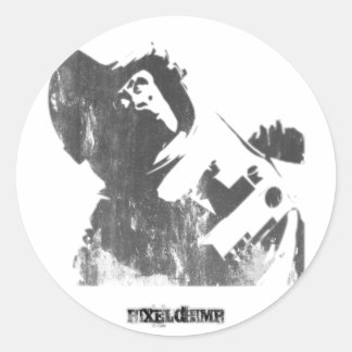 Stencil Space Monkey Spray Classic Round Sticker