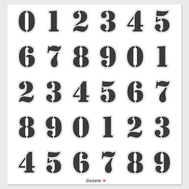 Stencil Style Look Digits / Numbers / Numerals (Sheet)