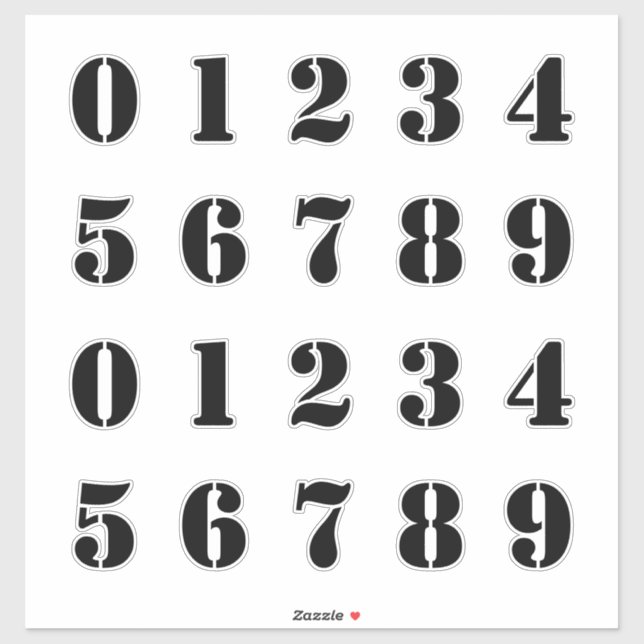 Stencil Style Numerals / Numbers / Digits (Sheet)