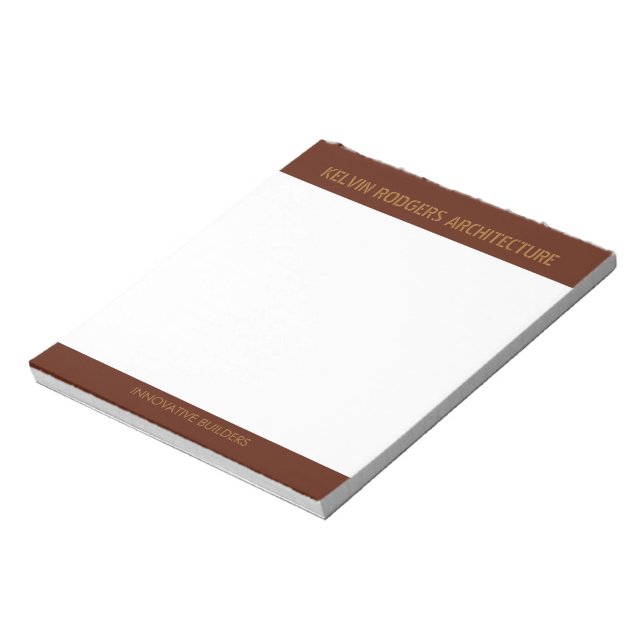 Stenciled gold print brown notepad (Rotated)