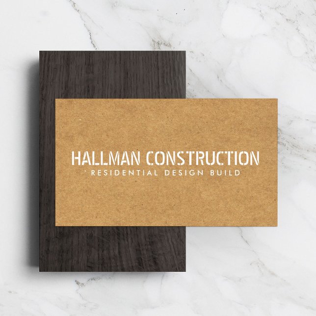 Stenciled Particle Board Construction Builder Business Card (Creator Uploaded)