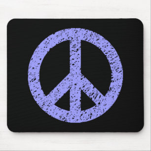 Stenciled Peace - Pastel Blue on Black Mouse Mat