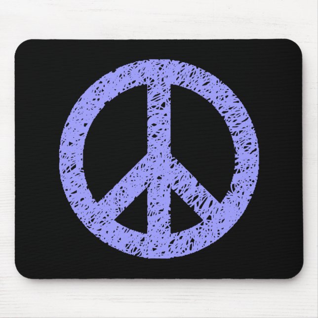 Stenciled Peace - Pastel Blue on Black Mouse Mat (Front)