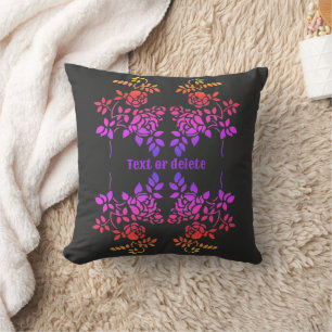Stenciled Rose Flower Abstract Colours Personalise Cushion