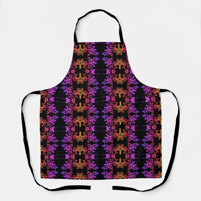 Stenciled Rose Flowers Abstract Colours     Apron (Front)