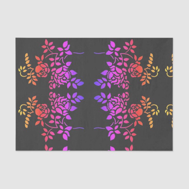 Stenciled Rose Flowers Abstract Colours Decoupage Tissue Paper (Front)