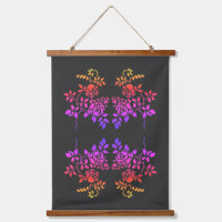 Stenciled Rose Flowers Abstract Colours