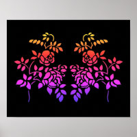Stenciled Rose Flowers Abstract Colours