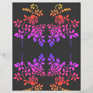Stenciled Roses Abstract Colours Scrapbook Paper