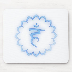 "Stenciled" Throat Chakra - Light Blue Mouse Mat