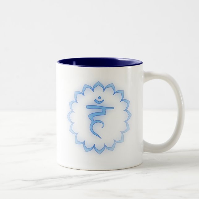 "Stenciled" Throat Chakra - Light Blue Two-Tone Coffee Mug (Right)