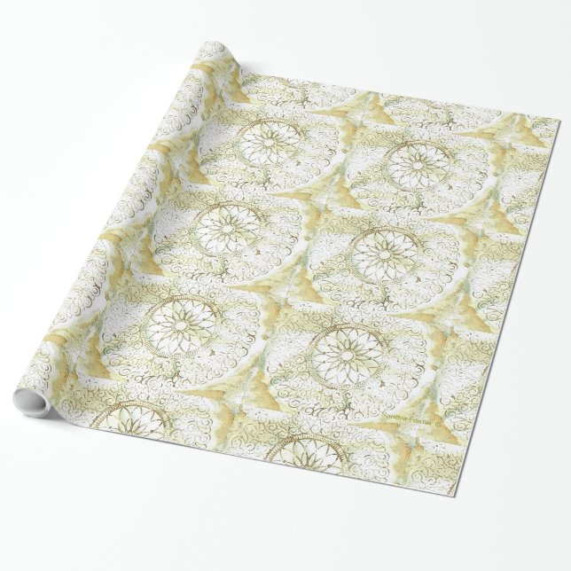 Stencilled Doily Design Gift Wrap (Unrolled)