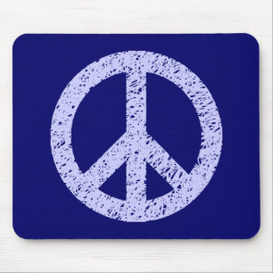 Stencilled Peace - Powder Blue on Deep Navy Mouse Mat