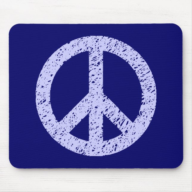Stencilled Peace - Powder Blue on Deep Navy Mouse Mat (Front)