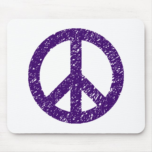 Stencilled Peace Symbol - Dp Purple Mouse Mat (Front)