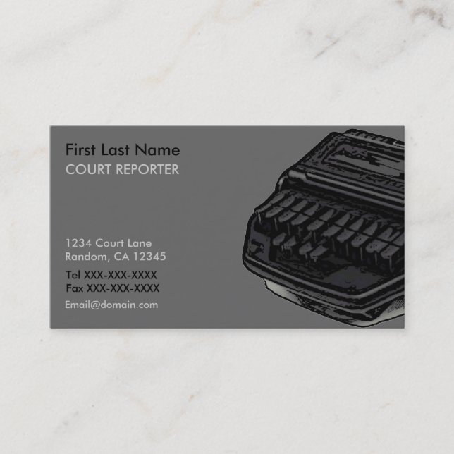 Stenograph machine Court Reporter business cards (Front)