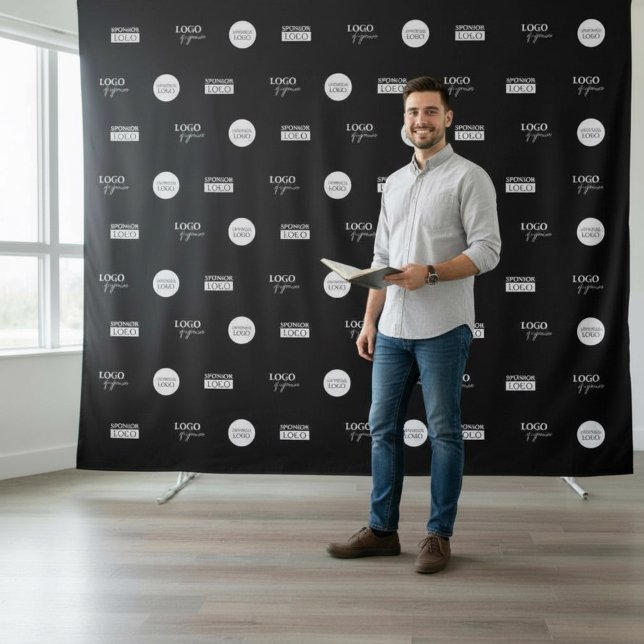 Step and repeat Company Sponsor logos Media wall Tapestry (Custom 3 sponsor logo step and repeat backdrop)