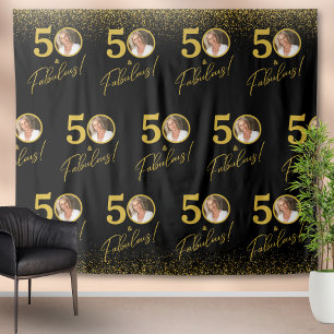 Step and Repeat Fabulous Birthday Photo Backdrop  Tapestry