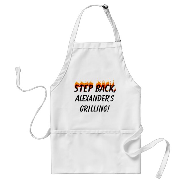 Step Back, Personalised Grilling BBQ Apron (Front)