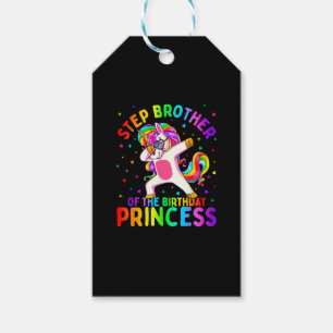 Step Brother of the Birthday Princess Girl Dabbing Gift Tags