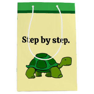 Step by Step Turtle Cartoon, Persistent Winning Medium Gift Bag