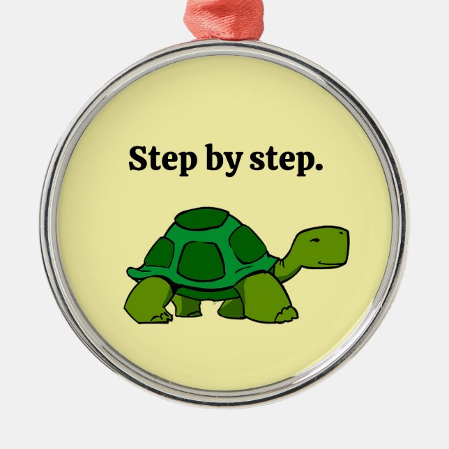 Step by Step Turtle Cartoon, Persistent Winning Metal Tree Decoration (Front)