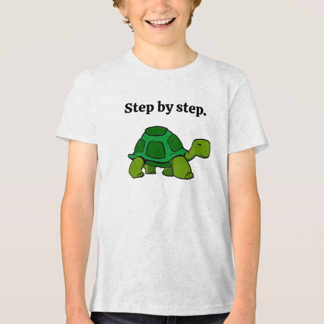 Step by Step Turtle Cartoon, Persistent Winning Tri-Blend Shirt (Front)