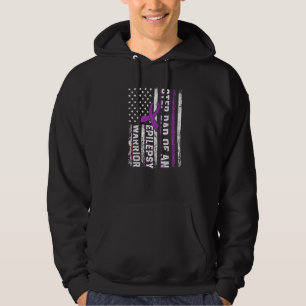 Step Dad of a Warrior Epilepsy Purple Ribbon Suppo Hoodie
