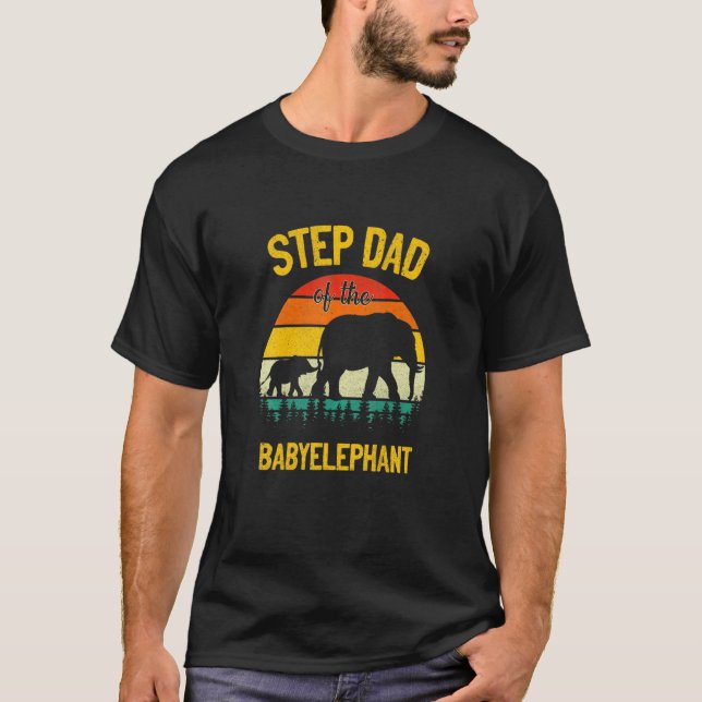 Step Dad Of The Babyelephant Birthday Boy Girl Fat T-Shirt (Front)