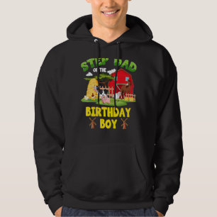 Step Dad Of The Birthday Boy Farm Animals Barnyard Hoodie