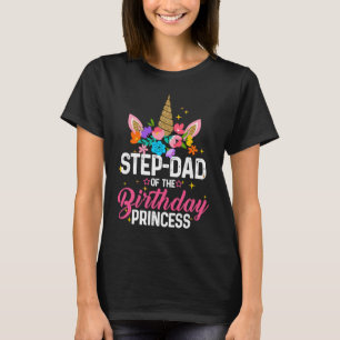 Step Dad Of The Birthday Princess Funny Unicorn Bi T-Shirt