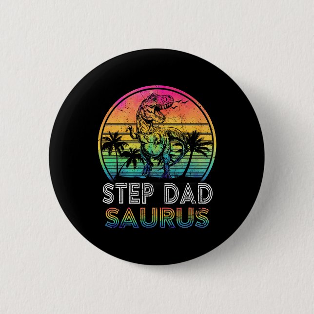 Step Dadsaurus Dinosaur Step Dad Saurus Family Mat 6 Cm Round Badge (Front)