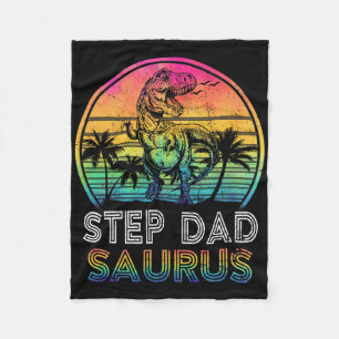 Step Dadsaurus Dinosaur Step Dad Saurus Family Mat Fleece Blanket