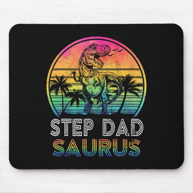 Step Dadsaurus Dinosaur Step Dad Saurus Family Mat Mouse Mat (Front)