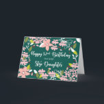 Step Daughter 32nd Birthday Green Flowers Card<br><div class="desc">A green background and beautiful illustrated leaves and flowers are on the foreground of this card’s cover. The sincere inside message makes this card perfect to send your step daughter on her 32nd birthday.</div>